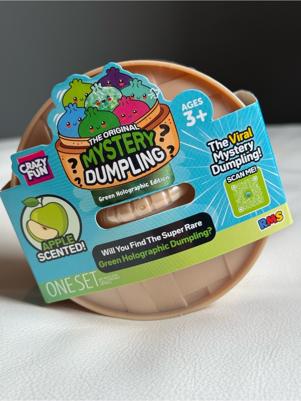 🍏NEW Green Apple Holographic Original Crazy Fun Mystery Dumpling Squishy Bun RMS